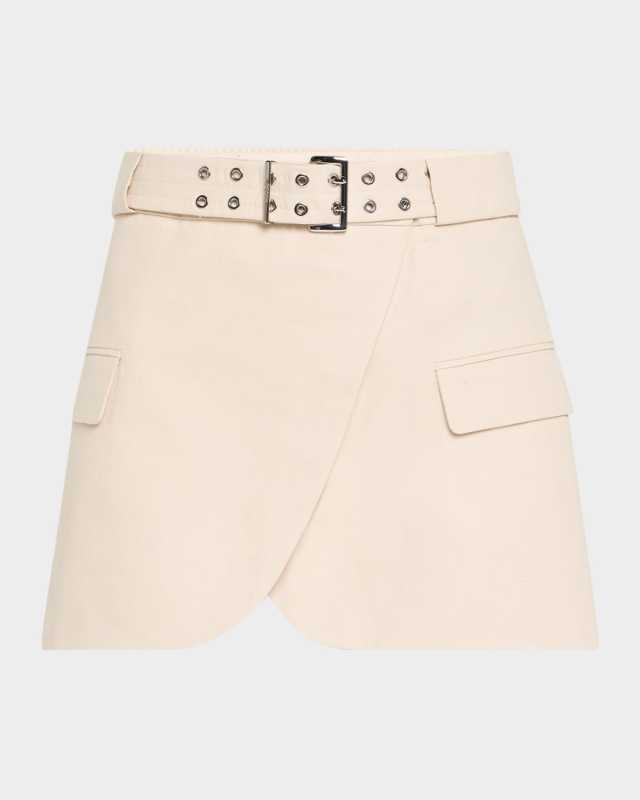 Cotton Melange Tailoring Mini Skirt